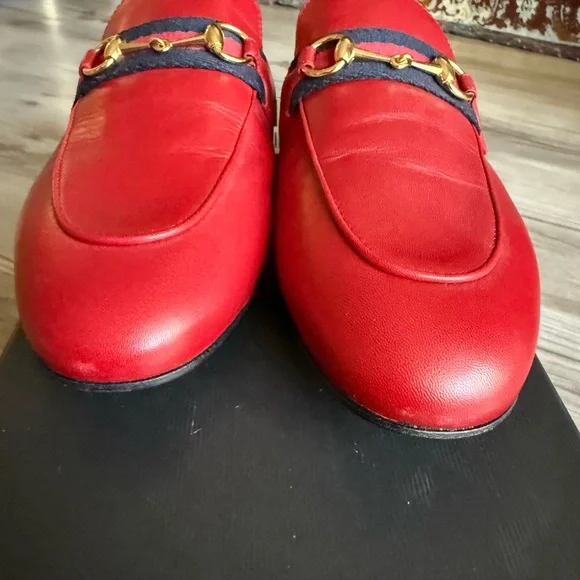 Gucci Red Leather Slip-Ons - Picture 9 of 14